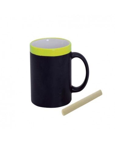 Mug ardoise et céramique avec sa craie (Bleu)