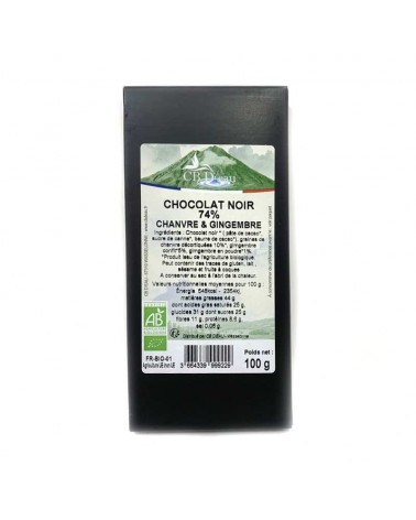 Chocolat noir chanvre et gingembre 100g CBD'eau