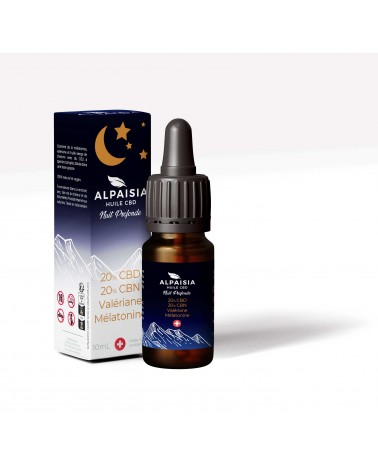 Huile de CBD Alpaisia Nuit Profonde CBD 20%, CBN 20%, Valériane et Mélatonine