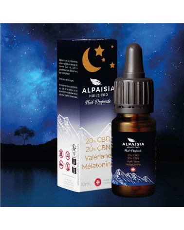 Huile de CBD Alpaisia Nuit Profonde CBD 20%, CBN 20%, Valériane et Mélatonine