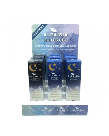 Pack de 12 huiles CBD CBN ALPAISIA Nuit Mélatonine Valériane