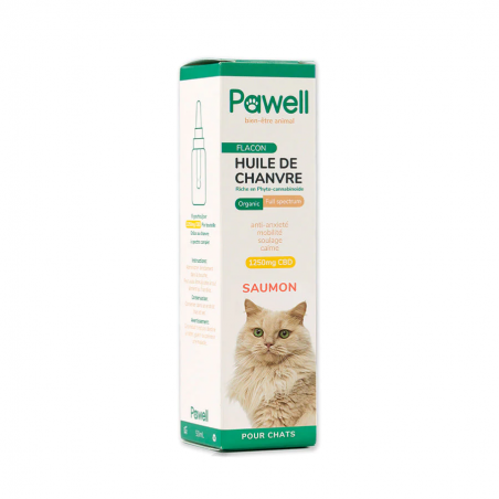 Huile de Chanvre pour Chats 2,5% CBD PAWELL