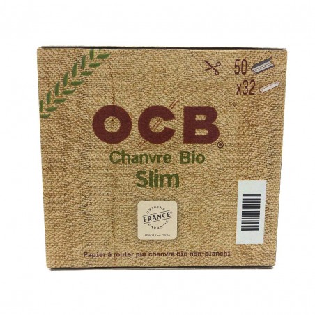 Carton de 50 Paquets de Feuilles à rouler OCB Slim au chanvre non-blanchies