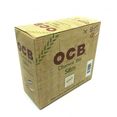 Carton de 50 Paquets de Feuilles à rouler OCB Slim au chanvre non-blanchies