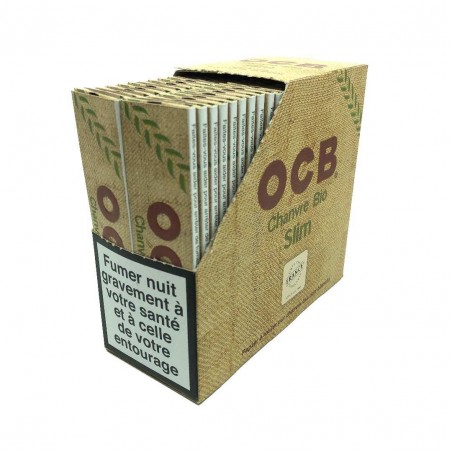 Carton de 50 Paquets de Feuilles à rouler OCB Slim au chanvre non-blanchies