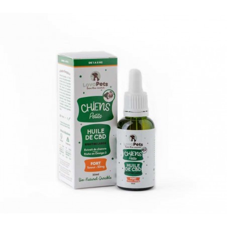 Huile de CBD 50mg pour petit chien 30ml FORT