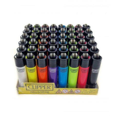 Briquet Clipper rechargeable FLUO Lot de 48